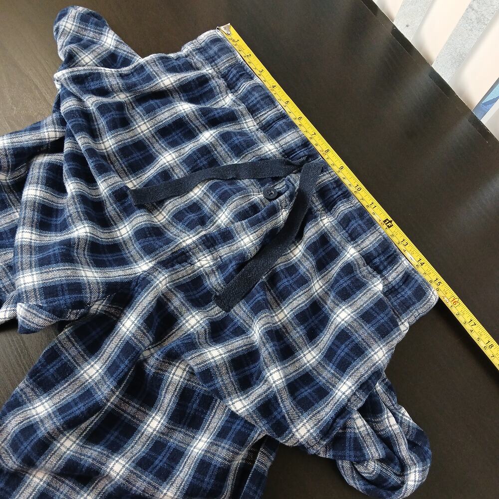 Fruit of the Loom Flannel Men's Sleepwear Lounge Pants L blue plaid cotton PJs - Picture 6 of 11